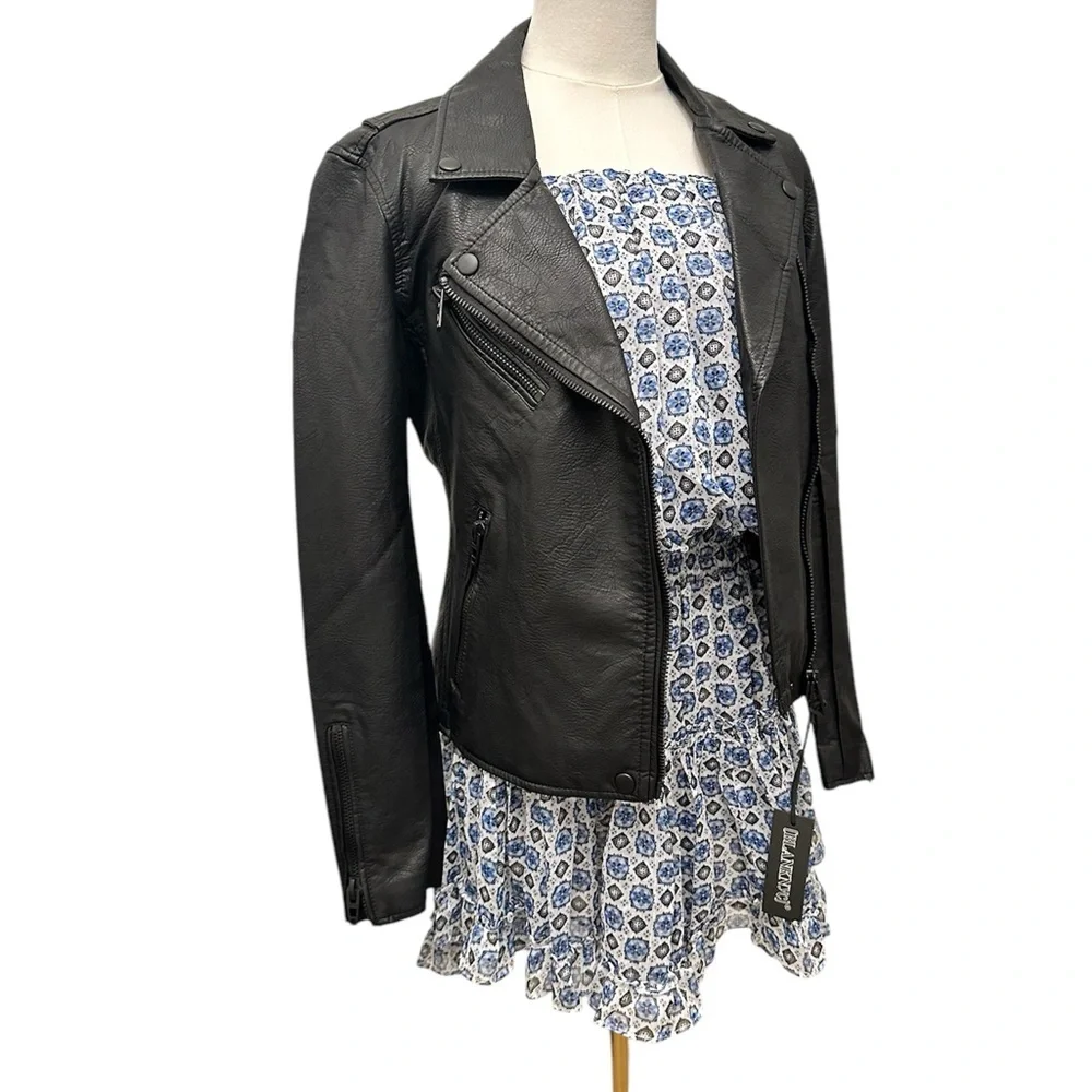 BLANK NYC Moto Jacket Vegan Leather Matte Black Onyx Women’s Size XS Small NEW - Picture 7 of 15